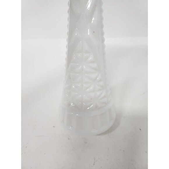 VINTAGE Anchor Hocking Milk Glass Bud Vase Stars And Bar Design Textured White - Picture 7 of 9